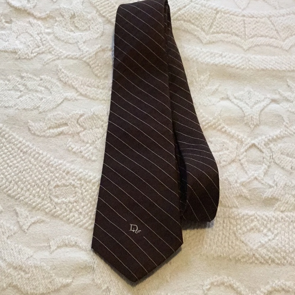 DIOR Vintage Brown Striped Tie
